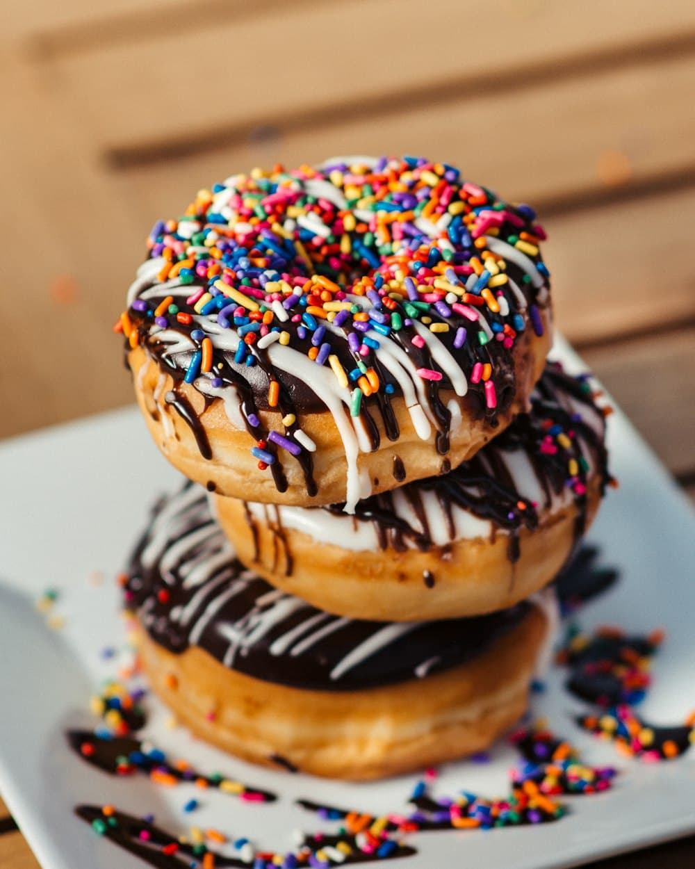 A tray of glazed doughnuts