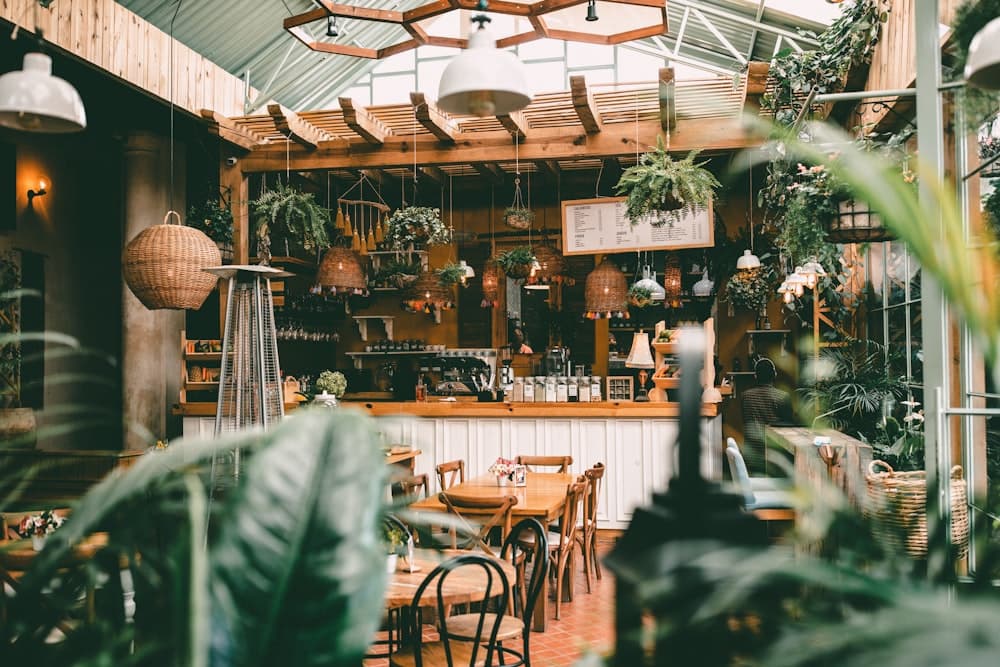 A warm coffee shop interior